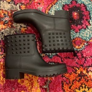 Luxury style black rain boots, like new, size 37